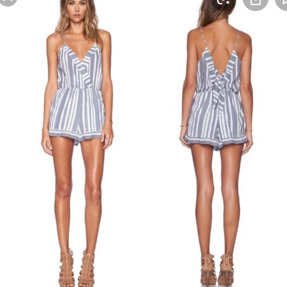 Tularosa blue and white striped romper